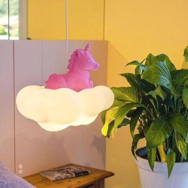 Imagem de Luminária Pendente Infantil Nuvem Unicórnio Bivolt Decoração Quarto