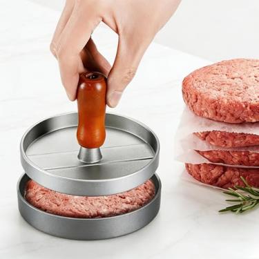 Imagem de Prensa de hambúrguer, alumínio antiaderente com alça, ferramenta de cozinha profissional para hambúrgueres de carne uniformes