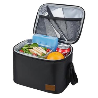 Imagem de Bolsa térmica para lancheira Aosbos Cooler reutilizável bolsa sacola masculina 7,5L, A Black, Medium, 1