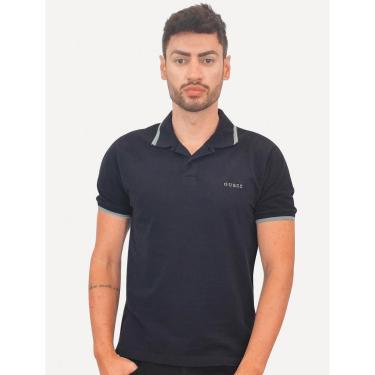 Imagem de Polo Guess Masculina Piquet Frieze Logo Relief Azul Marinho-Masculino