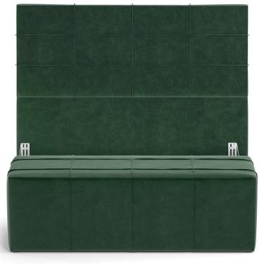 Imagem de Kit Cabeceira Cama Box Casal 140cm Com Calçadeira Roma W01 Couríssimo Verde - Lyam