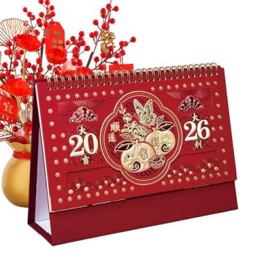 Imagem de Calendário para mesa – festival de primavera com escrita, ano do cavalo, 12 meses – para sala de aula, dormitório, sala de estar, quarto, adultos, professores, estudantes, crianças, adolescentes e