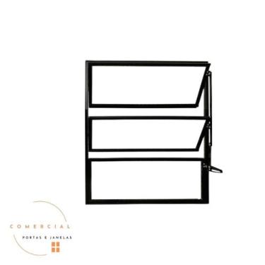 Imagem de VITRO BASCULANTE PRETO ALUMINIO 14mm VIDRO JATEADO - Comercial Portas 