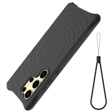 Imagem de LYJSMGZ Capa magnética para Samsung Galaxy S25 Ultra/S25 Plus/S25, capa de proteção sísmica de quatro cantos, forro macio, ultrafina, exclusiva, ergonômica, capa de silicone, preta, S25