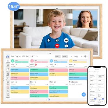 Imagem de Agenda de calendário eletrônico, tela sensível ao toque de parede com chamada de vídeo controlada por aplicativo móvel, recursos de carrossel de imagens e galeria, calendário de parede digital para