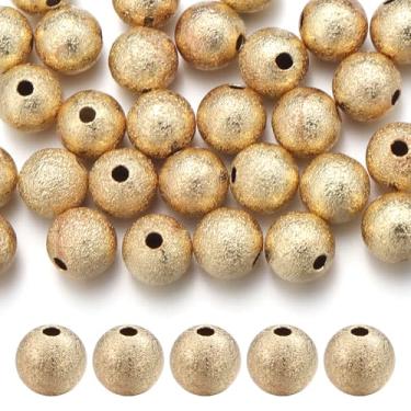 Imagem de Chuyau 30 peças de contas espaçadoras preenchidas com ouro fosco 18 k de 8 mm para fabricação de joias, contas de latão de metal liso sem costura para pulseiras faça-você-mesmo, colar, brinco