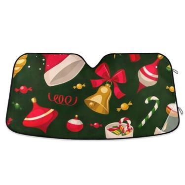 Imagem de Chapéu de Papai Noel de Natal Sino Para-brisa Carro Guarda-sol Engraçado Personalizado Retrátil Caminhão Carro Janelas Para-brisa Frontal L, 144,8 cm x 80 cm