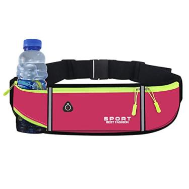 Imagem de Bolsa de cintura para corrida, bolsa de corrida para maratona, garrafa de água, quadril, impermeável, esportes ao ar livre, corrida, ciclismo, bolsas de cintura para telefone (chaleira vermelha rosa)