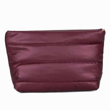 Imagem de DSDFIDn Bolsa de maquiagem pequena inchada para mulheres, bolsa de cosméticos, bolsa organizadora de higiene pessoal, Hgl-vermelho