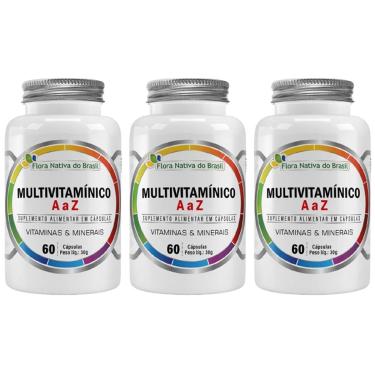 Imagem de Kit 3x Multivitamínico De A Z Minerais 60 Cápsulas Flora Nativa-Unissex