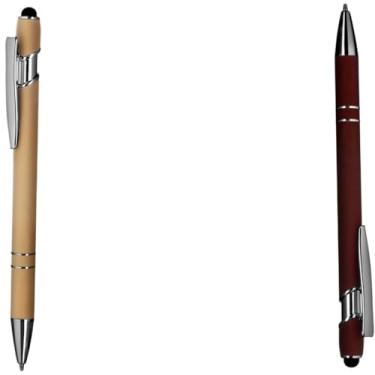 Imagem de Caneta esferográfica em metal com ponta touch escrita em azul Design moderno para anotações (Dourado e Vermelho 2)