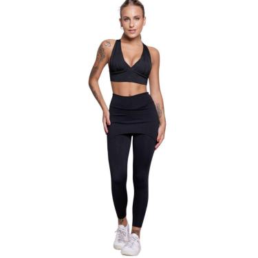 Imagem de Conjunto Fitness Feminino Vekyo – Top com Bojo + Calça Saia para Academia e Treino-Feminino