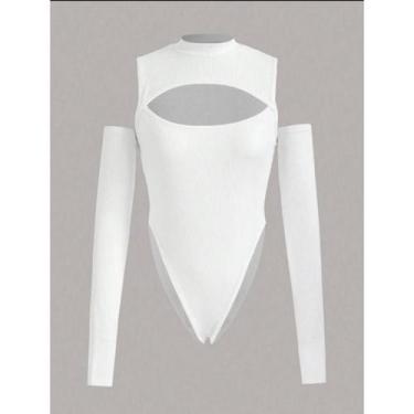 Imagem de Body Maddy cavado com detalhes de mangas longas gola alta e decote mod