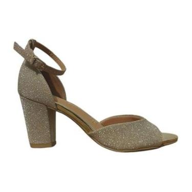 Imagem de Sandália de Salto Bloco Glitter Feminino Vizzano 6262.406 Dourado-Feminino