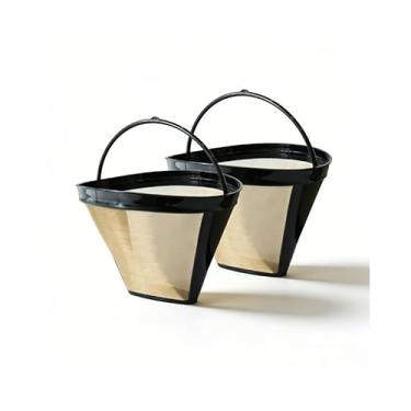 Imagem de Filtro de café reutilizável #4 Cone para 8-12 xícaras, para cafeteiras Ninja e Cuisinart, cesta permanente com malha de aço inoxidável, livre de BPA (pacote com 2)