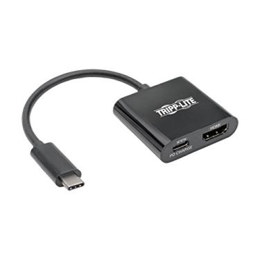 Imagem de Tripp Lite Conversor adaptador USB C para HDMI com carregamento PD 4K @ 30Hz Thunderbolt 3 USB tipo C USB 3.1 Gen 1 (U444-06N-H4B-C), preto