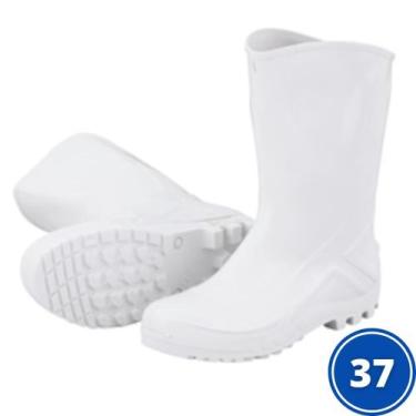 Imagem de BOTA DE PVC COM FORRO MARLUVAS CANO MÉDIO 25Cm BRANCO Nº37