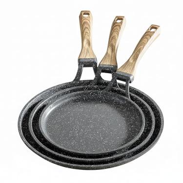 Imagem de YYMIYU Frigideira plana de pedra de trigo genuína, frigideira antiaderente doméstica, máquina de panqueca e crepe, panela especial para pele de mil camadas/pele de bolo/rolo de toalha (molde de uma