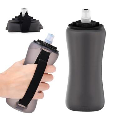 Imagem de nohlerlife Garrafa de água portátil de silicone macio de 350 ml, garrafa de água portátil dobrável para corrida, hidratação, manhã, corrida, escalada, ciclismo, atividades esportivas (preto)