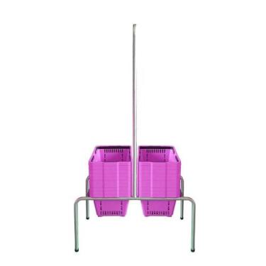 Imagem de KIT - Suporte para cestos de compras Duplo + 20 cestos D100 Rosa super