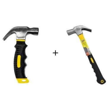 Imagem de Kit Dois Martelos Grande 25cm E Pequeno 15cm Cabo Emborrachado Metal A