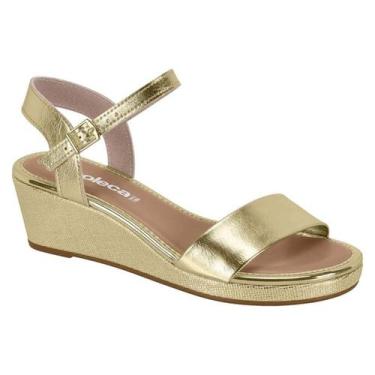 Imagem de Sandalia Feminina Plataforma Media Metalizada Moleca 5512308, Dourado,