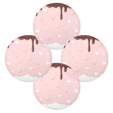 Imagem de Wassud Jogo americano conjunto de 4 tapetes redondos de chocolate pingando para cozinha e jantar, tapetes laváveis e resistentes ao calor, decoração de mesa 39 cm