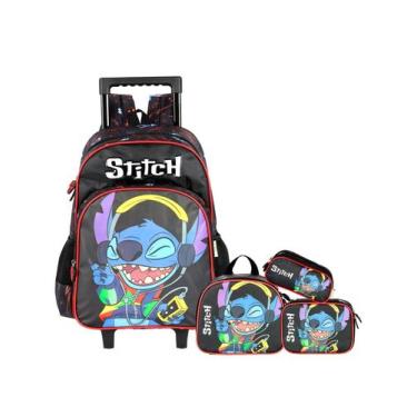 Imagem de Kit Lilo Stitch Mochila Rodas + Lancheira + Estojos Menino - Luxcel, p