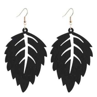 Imagem de Brincos femininos com pingente de folha de madeira natural, folhas de palmeira, feitos à mão, leve, boêmio, verão, plantas tropicais, joias étnicas, Madeira, madeira