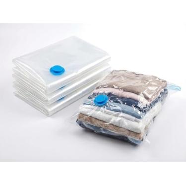 Imagem de Saco Organizador A Vacuo 60x80cm Plastico Reforcado Para Roupas Econômico Compacta E Protege Itens