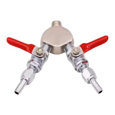 Imagem de DimyFew Distribuidor de CO2 de 2 vias para cerveja artesanal, compacto, fácil de usar e robusto, com válvula de fechamento de 5/16".