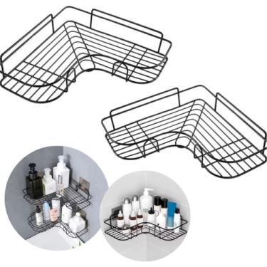 Imagem de Kit 2 Prateleira Suporte Adesivo Banheiro Cozinha Shampoo Temperos de Canto Aramado Parede