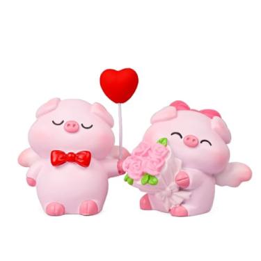 Imagem de Escultura de animais, desenhos animados, miniaturas criativas, estatueta de mesa, enfeite de mesa de porco, armário de estátua de porco de resina (estilo 4)