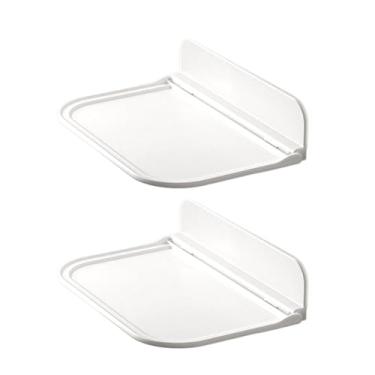 Imagem de 2 peças de prateleira dobrável sem perfuração, suporte de plástico dobrável para celular, adequado para banheiro, cozinha, quarto, acessórios de escritório