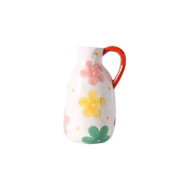 Imagem de KEG801302 Vasos para flores, vaso pintado de cerâmica, arranjo de flores artificiais pintadas à mão, arranjo de flores, decoração de sala de estar, vaso decorativo para casa