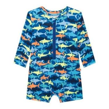 Imagem de Macacão Bebê Praia Azul UV Dry Proteção UV 50+ Onda Marinha-Masculino