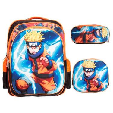 Imagem de Kit Mochila Infantil Escolar Menino Costas Tam G Resistente - Plike