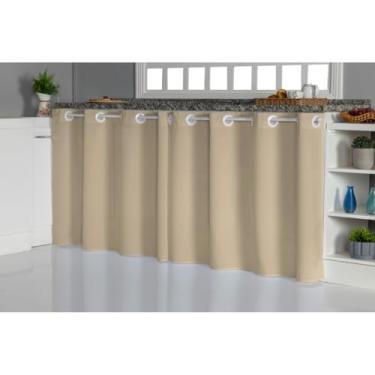 Imagem de Cortina Para Pia De Cozinha Balcão Em Tecido Oxford para Proteção Contra Splashes, Complementa Decoração(palha,1,40x0,80)