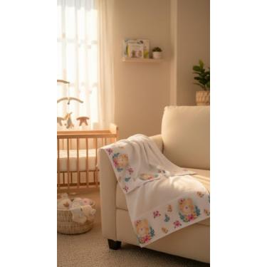 Imagem de Kit 2 Peças Fralda de Boca e Ombro Jogo de Fraldas para Bebê 2 Peças Algodão com Faixa Digital Charmosa e Delicada Rosa