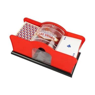 Imagem de Embaralhador De Cartas Manual Vermelho E Preto Com Manivela Para Texas