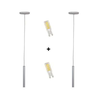 Imagem de kit 2 Pendente Tubo 30CM G9 Balcao Branco Fosco c/ Led - Kazaprime