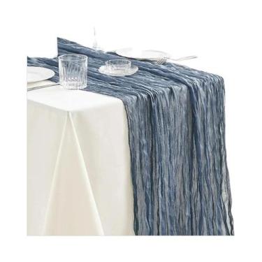 Imagem de Caminho De Mesa Boho Semi-Transparente Em Tecido Gaze Rústico Para Cas