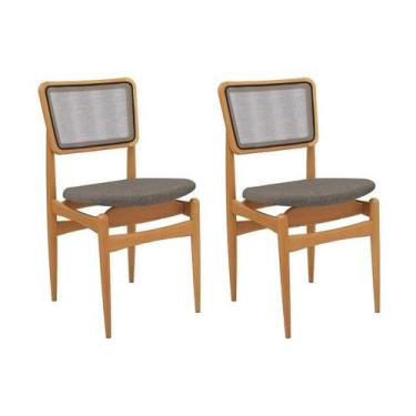 Imagem de Cadeiras Cozinha Stela 1CMM013CA Premium Madeira Maciça Kit 2 Un Carva