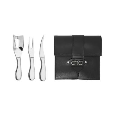 Imagem de Jogo para Queijo e Faca Camarao Inox Kit Estojo Presente