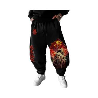 Imagem de Calças De Moletom Masculinas Demon Slayer Com Estampa De Anime Japonês