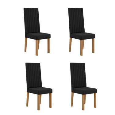 Imagem de Kit 4 Cadeiras Laura Com Encosto – Tecido Veludo Suede Bordado Estrutura 100% MDF – Sonetto