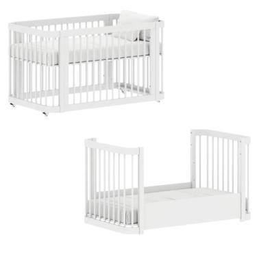 Imagem de Berço com caminha 2 em 1 em MDF Quater Móveis  Branco Fosco