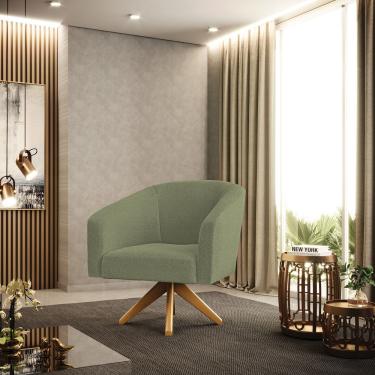 Imagem de Poltrona Decorativa Giratória MA30 kit 2 Stella Bouclê Pistache D03 - D'Rossi