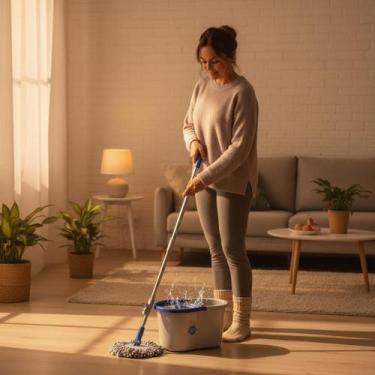 Imagem de Mop Balde Esfregão Giratório com Alça Sortido 360 Fácil Limpeza Piso M