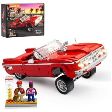 Imagem de Conjunto de blocos de montar Lumibricks Low Rider Big Red carro vermelho com iluminação LED, 969 peças